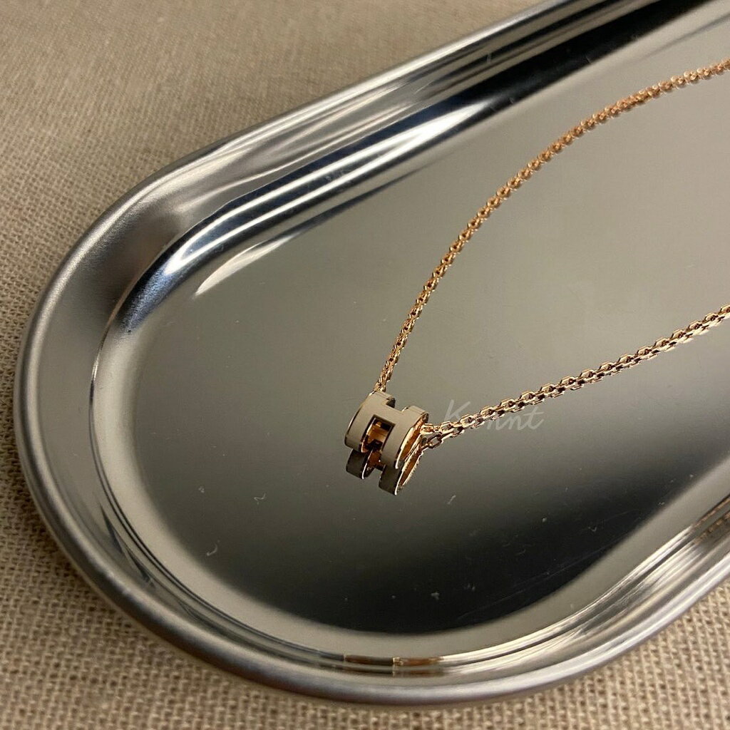 Hermes mini pop h 奶茶玫瑰金項鍊 項鍊