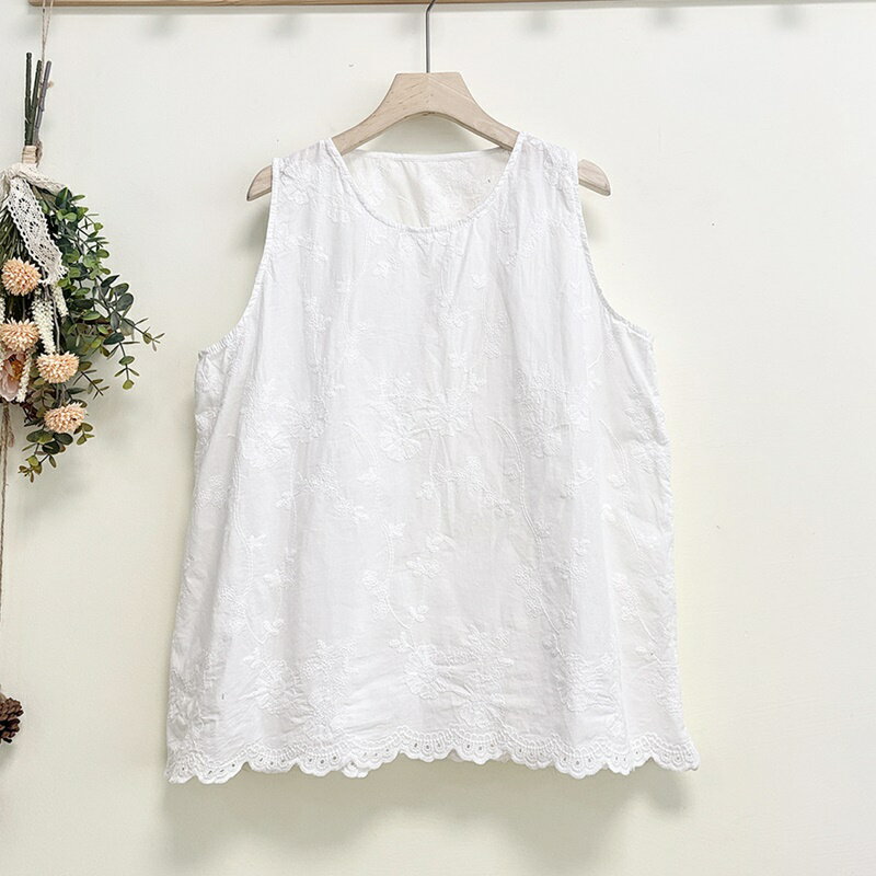 【巴黎精品】無袖背心內搭馬甲-文藝百搭刺繡純色女上衣3色a1ja48