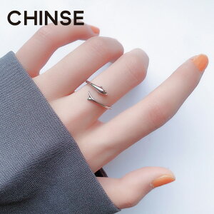 CHINSE海豚戒指純銀簡約指環時尚個性冷淡風開口戒小眾設計飾品女