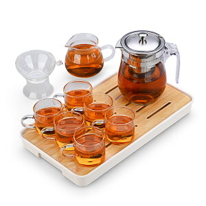 玻璃茶具套裝功夫茶杯透明泡茶壺耐高溫家用小茶盤簡約辦公室