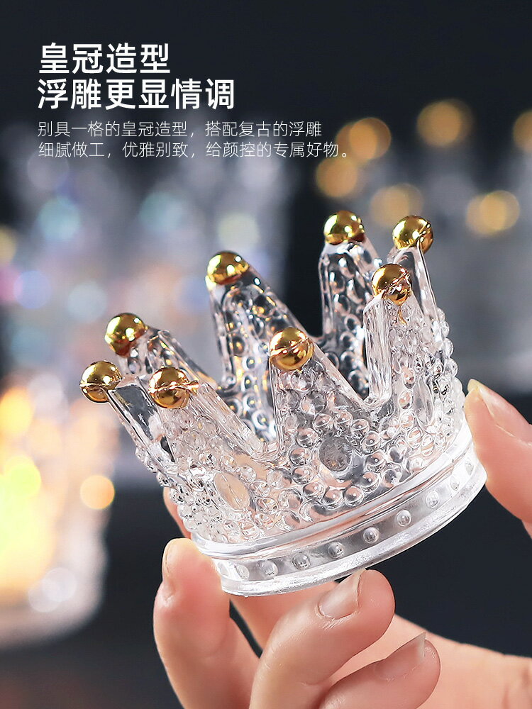 水晶皇冠浪漫歐式玻璃燭臺創意桌面首飾架裝飾擺件品燭光晚餐道具
