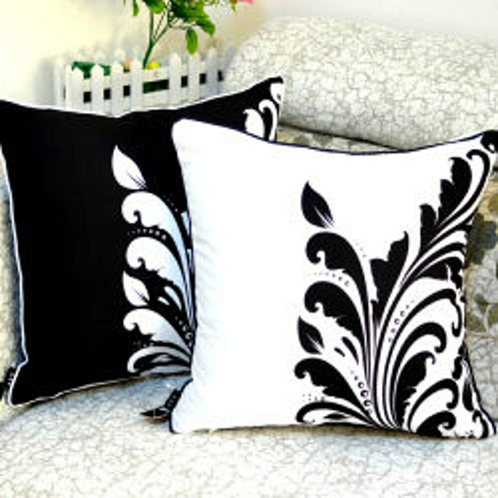 ✤宜家✤時尚幾何黑白印花沙發靠枕 抱枕 腰枕 靠背墊