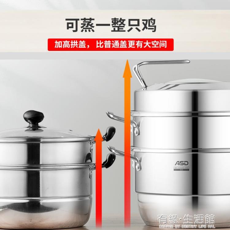 蒸鍋 愛仕達蒸鍋家用304不銹鋼加厚大號多三層煤氣灶電磁爐通用多功能 【林之舍】