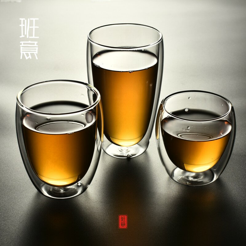 創意雙層耐熱玻璃杯套裝家用防燙水杯泡茶杯咖啡杯牛奶杯隔熱杯子1入
