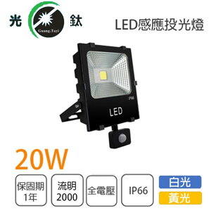 感應式 LED 20W 投光燈 探照燈 投射燈 全電壓 白光/黃光 永光照明EW3-LED-20W-6K-EU-1