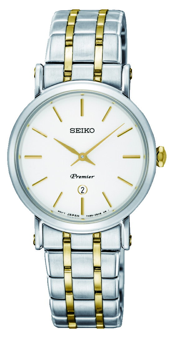 SEIKO 精工 Premier 系列超薄石英女錶 銀 雙色 7N89-0AY0Y(SXB438J1) 30mm