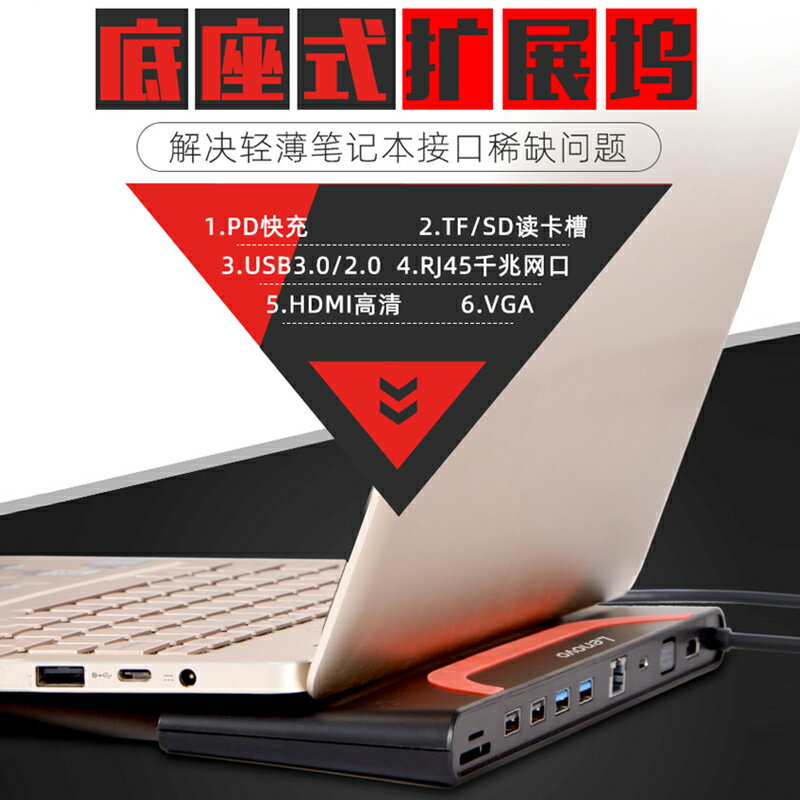 聯想Type-C擴充套件塢拓展塢HUB惠普ENVY13筆記本電腦VGA/HDMI轉換器
