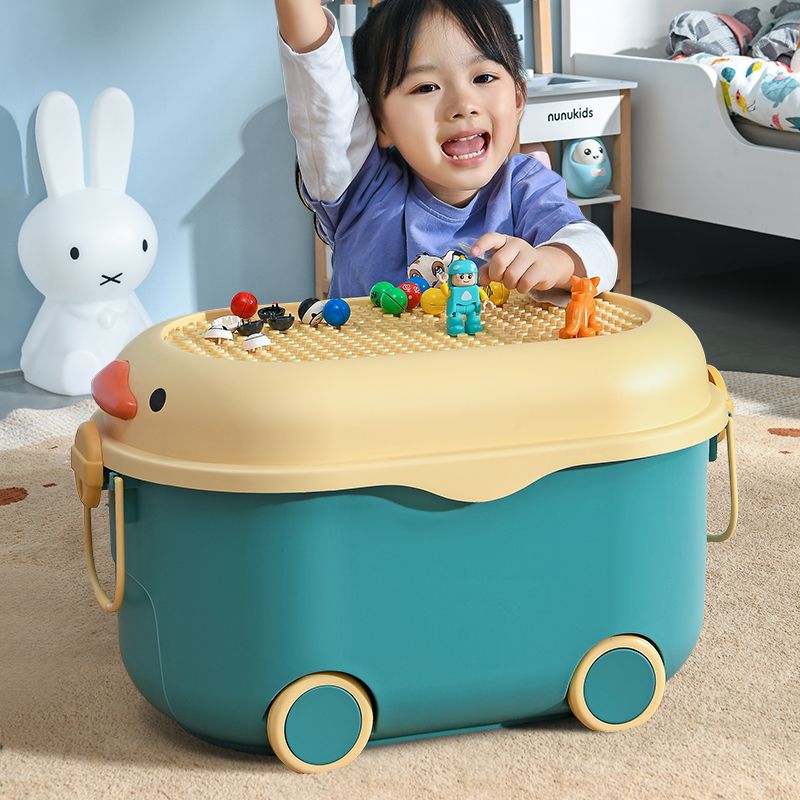 免運開發票 星優兒童玩具收納箱家用整理箱萌趣鴨子儲物箱寶寶衣服整理儲物盒-快速出貨