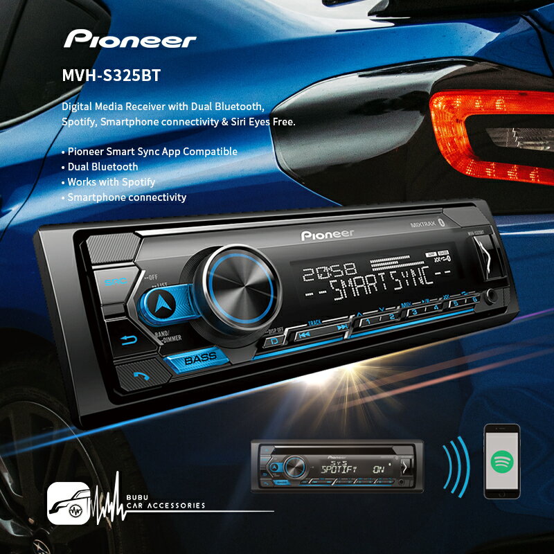 M1P Pioneer 先鋒【MVH-S325BT】APP智慧連動控制 藍芽無線 支援Spotify