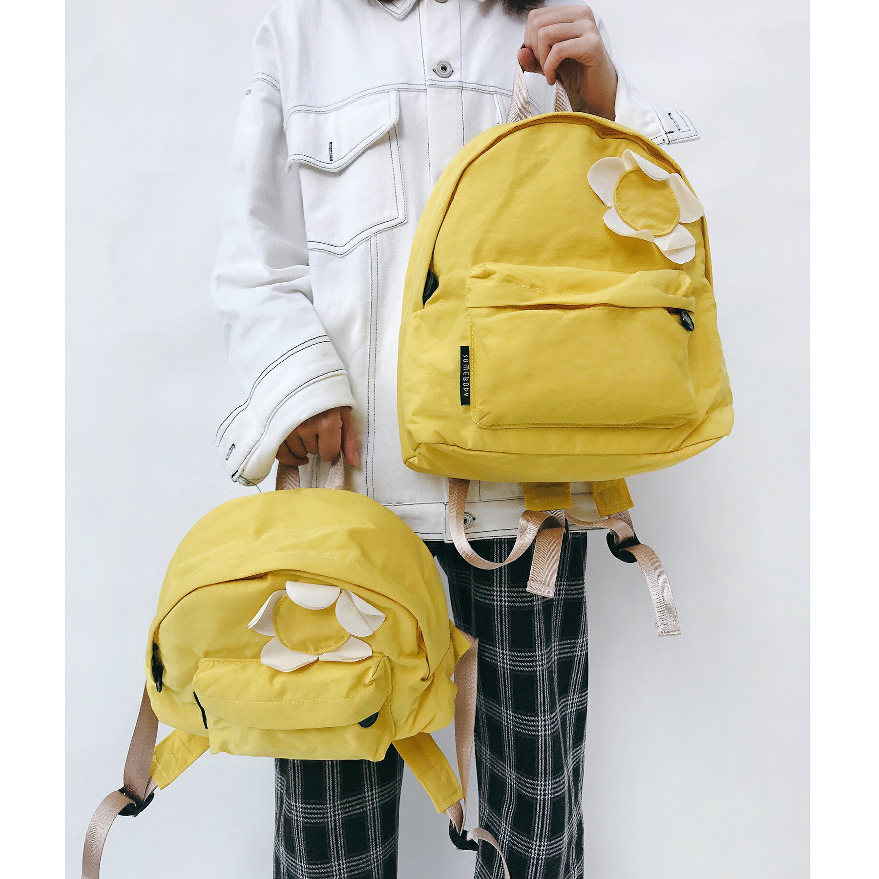 春夏清新牛津布後背包女百搭純色中大小學生背包書包女性包包【聚物優品】