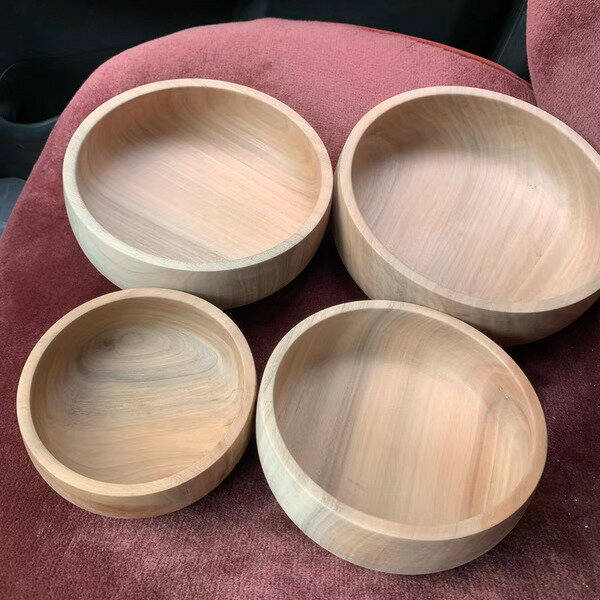 手工核桃木日式木碗兒童木碗原木質環保無漆無蠟果盤託盤整木製作