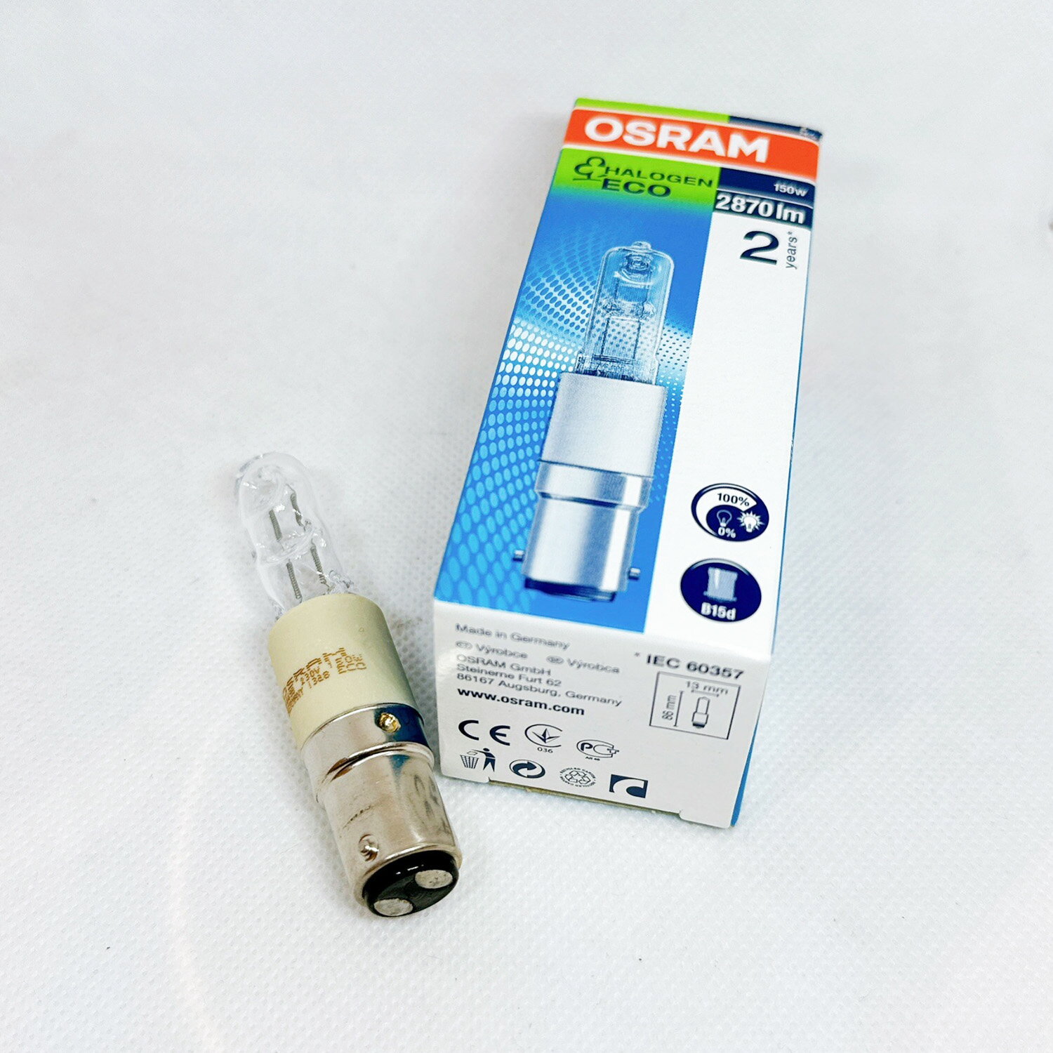 OSRAM 歐司朗 64498 150W 230V ECO B15d 雙觸點單端鹵素燈泡 鹵素 燈泡 可調光 2