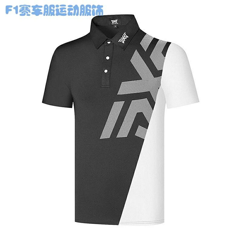 夏季新品高爾夫服裝男裝寬鬆球衣短袖T恤戶外運動速乾透氣polo衫歐碼