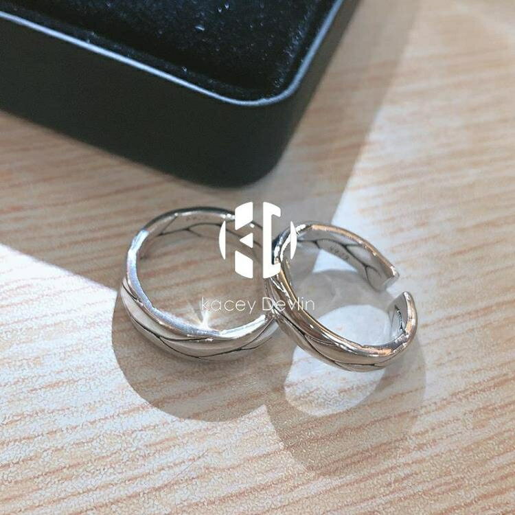 s925銀情侶戒指女男一對情侶款對戒復古指環【聚物優品】