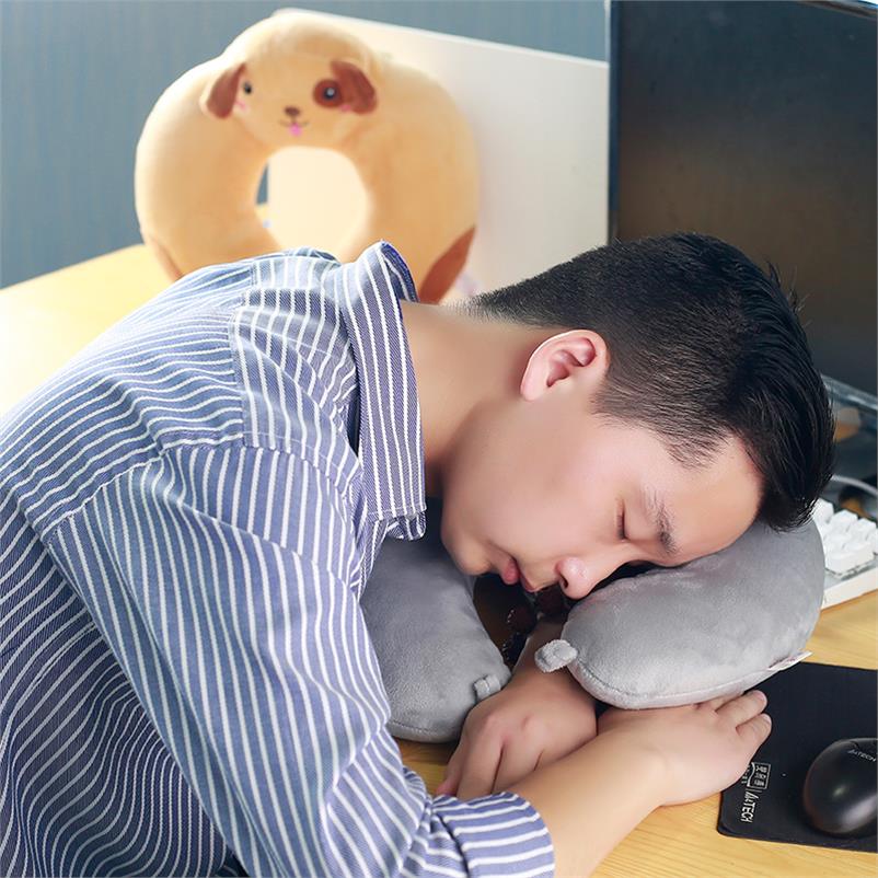 u型枕男生個性午休網紅頸部便攜式靠背腰枕趴睡枕腰靠午覺u枕護脖1入