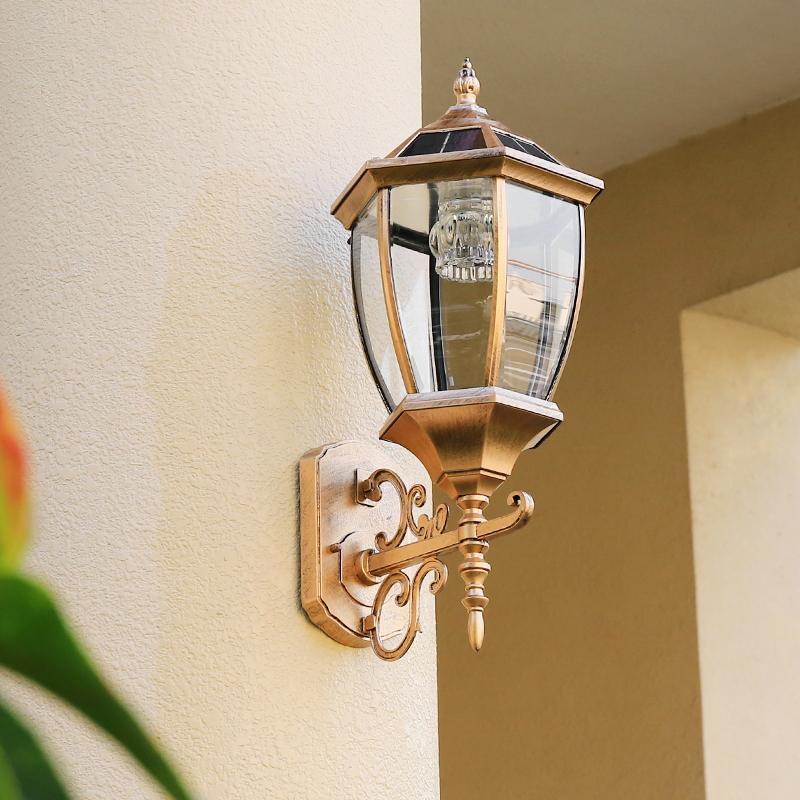 壁燈射燈 太陽能壁燈 戶外防水墻室外歐式別墅庭院燈 戶外壁燈 墻上墻上美式