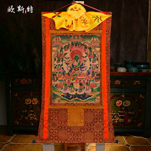 歐斯特 西藏手工裝裱綠度母 21度母佛像唐卡藏傳佛教密宗供奉掛畫
