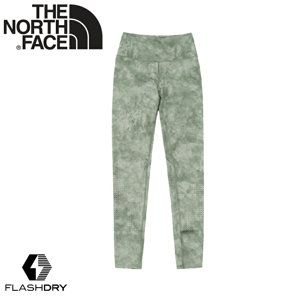 【The North Face 女 排汗透氣緊身褲《灰綠》】55UC/吸濕排汗戶外緊身褲/瑜伽褲