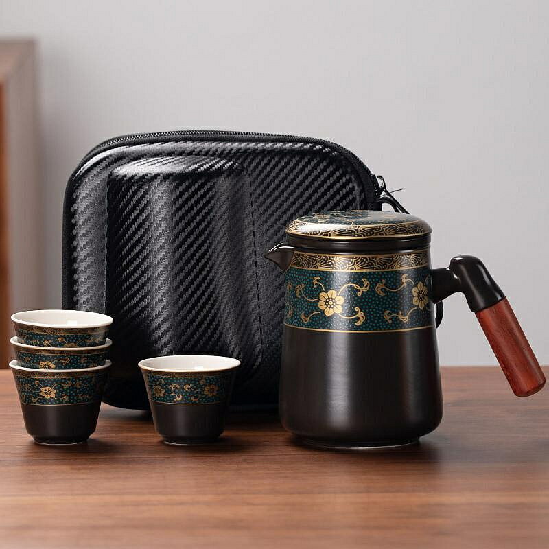 旅行功夫茶具套裝車載戶外喝茶便攜快客杯一壺四杯隨身泡茶壺小套