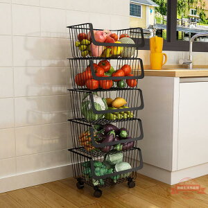 廚房蔬菜置物架儲物用品不銹鋼家用落地多層菜籃子放水果蔬收納筐
