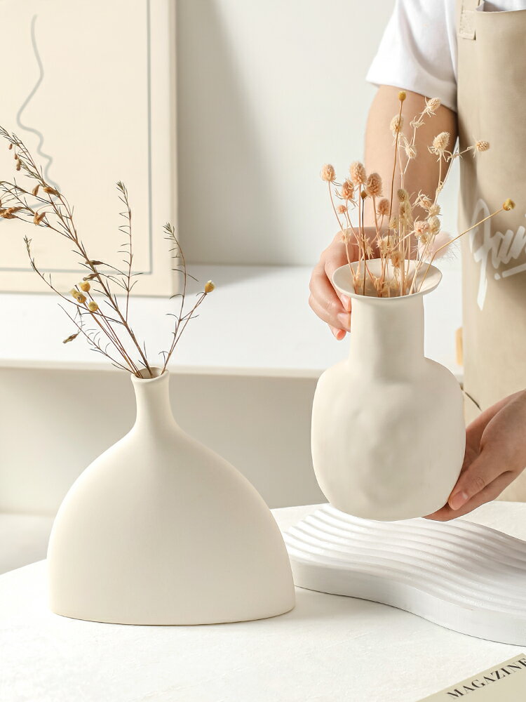 侘寂風陶瓷花瓶擺件客廳插花高級感干花小花瓶藝術家居飾品| 協貿國際
