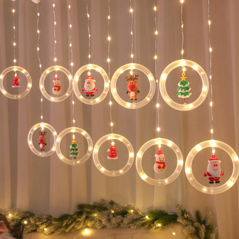 新款圣誕節裝飾用品房間布置用品櫥窗星星LED彩燈許愿球冰條燈串
