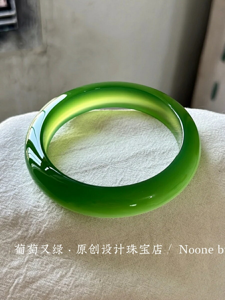 天然瑪瑙手鐲梅子青女款碧玉冰種馬料玉髓高冰透玉鐲綠色翡翠平替【北歐居家生活】