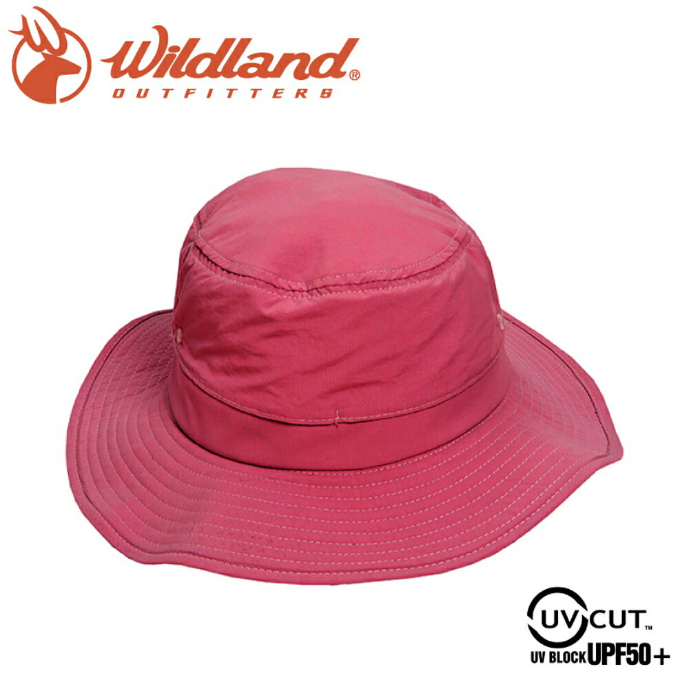 【Wildland 荒野 中性 抗UV透氣網遮陽圓盤帽《桃紅》】W1051/防曬帽/登山/休閒帽/漁夫帽/遮陽帽