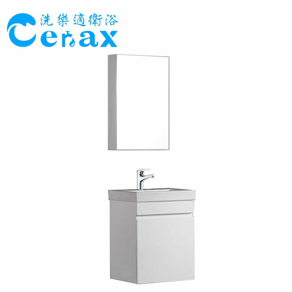 【CERAX洗樂適】100%防水PVC發泡板浴櫃45CM +冷熱面盆龍頭  衛浴三件組【領券滿額再折千8/31止】