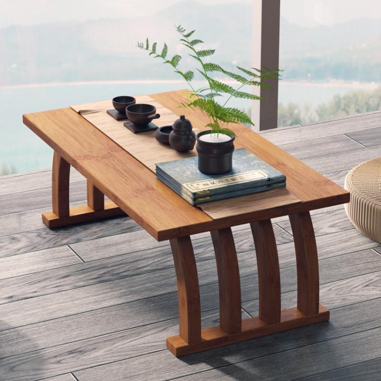 中式飄窗小茶幾榻榻米簡約窗台陽台楠竹茶桌矮桌地毯小型桌子坐地 「免運」