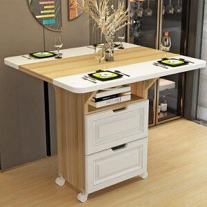 摺疊餐桌多功能家用小戶型可行動正方形吃飯桌子廚房客廳帶抽屜櫃