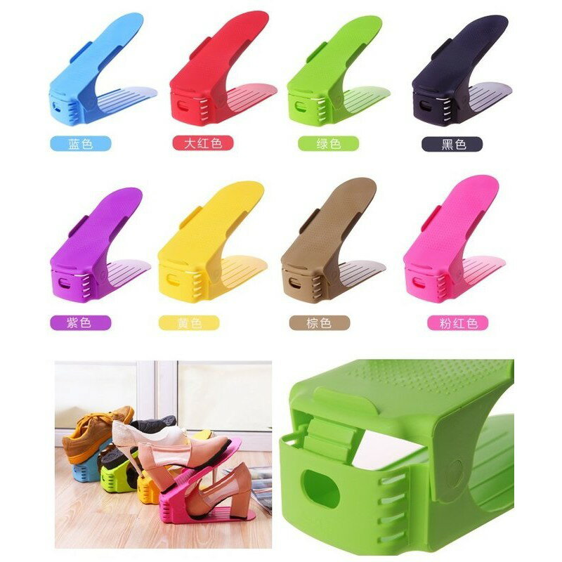 【*可調式鞋架】簡易鞋子收納架 馬卡龍鞋架 三段式調整鞋子收納架 彩色堆疊架 5