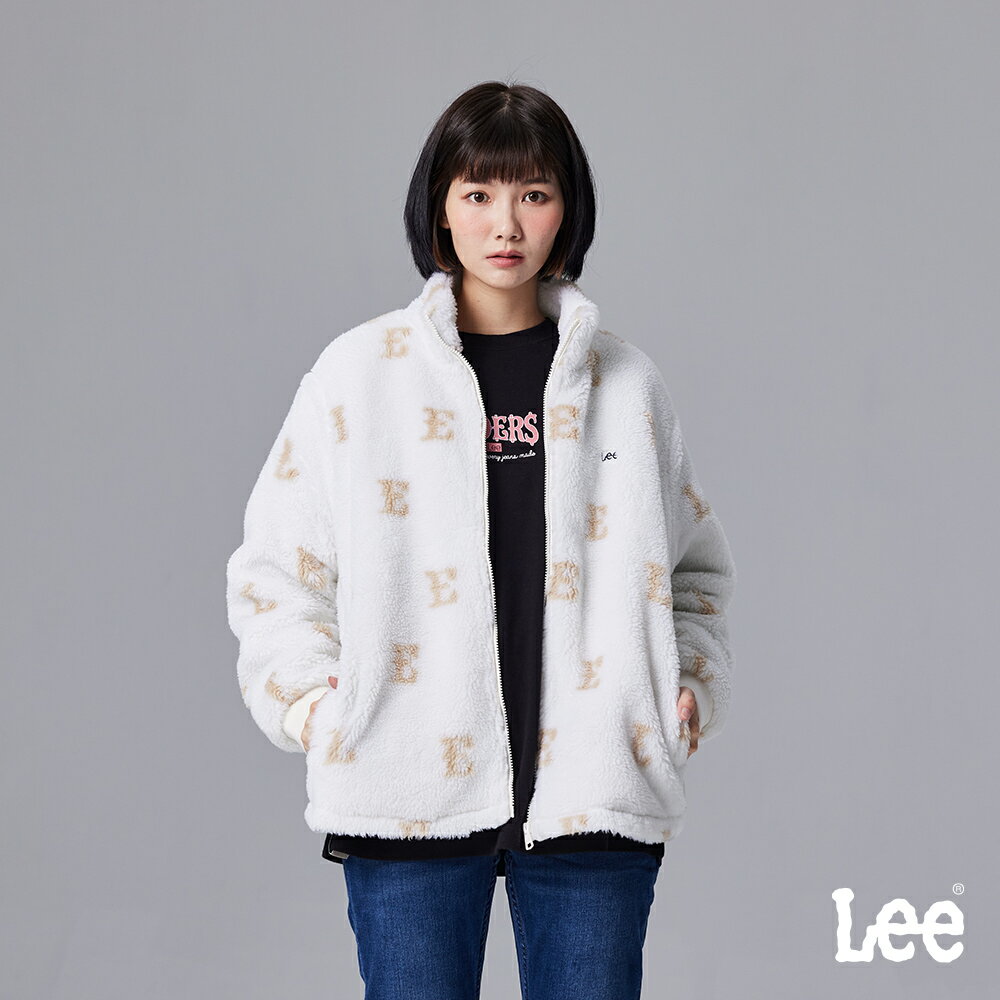 Lee 女款 寬鬆版 字母滿版LOGO 雙面穿 鋪棉外套 | Modern