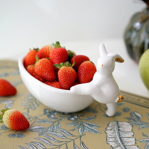 萌兔可愛立體兔子陶瓷碗水果點心碗餐桌裝飾碗 創意糖果堅果簡約餐盤 廚房小物 居家小物 家飾