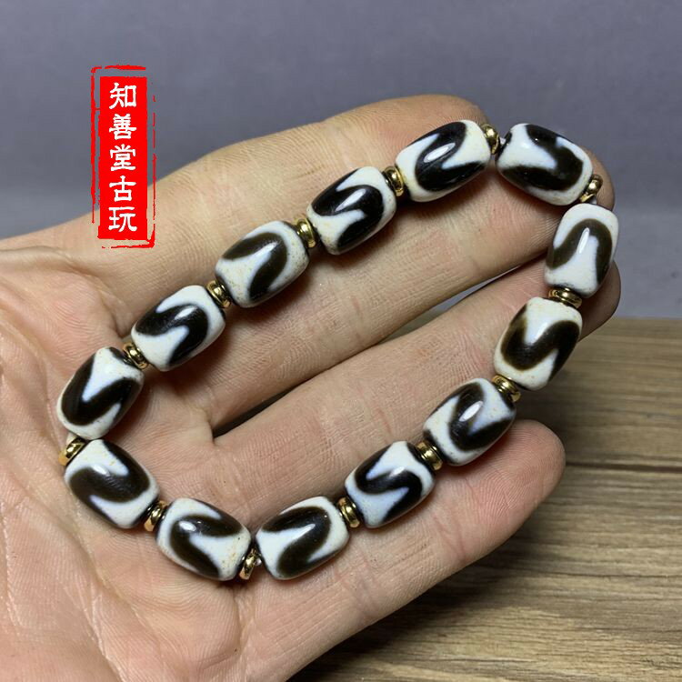 瑪瑙天珠西藏真瑪瑙達洛雙虎牙天珠手串女男吊墜瑪瑙手鏈10x14mm | 協貿