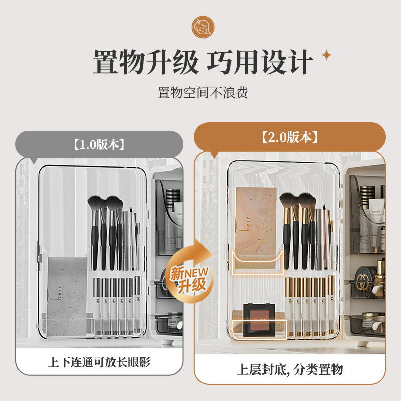 定制桌面防塵大容量護膚化妝品收納箱家用梳妝臺口紅化妝品收納盒 2