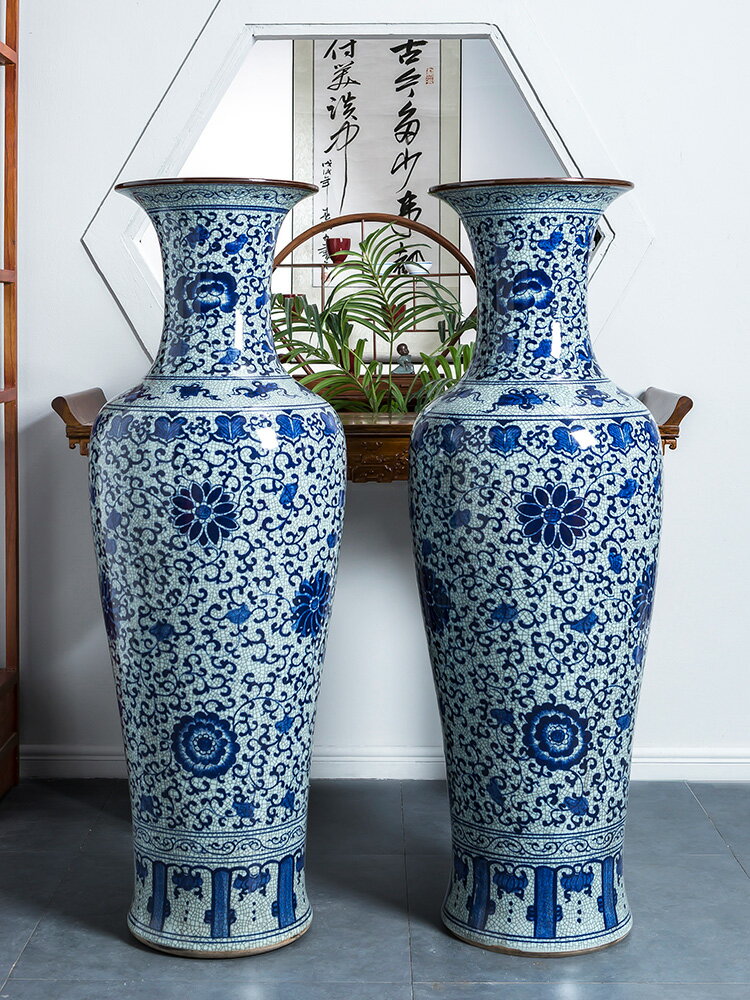 景德鎮陶瓷器大花瓶擺件仿古手繪青花瓷中式客廳落地裝飾大號特大