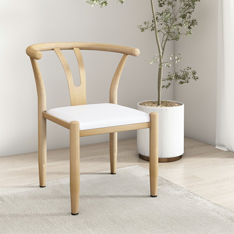 太師椅 現代鐵藝椅子靠背太師椅中式餐廳桌椅家用仿實木茶椅北歐簡約餐椅【HZ63802】