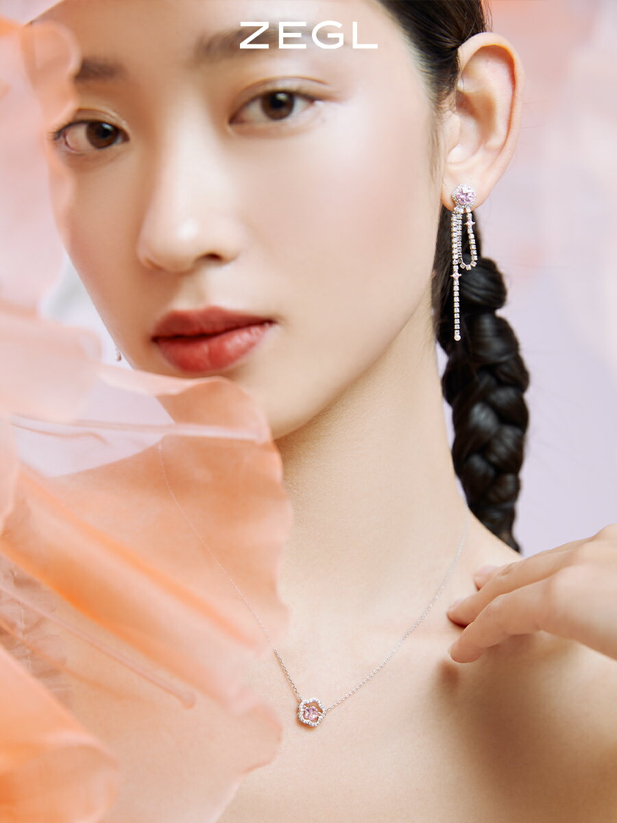ZEGL設計師春日櫻花系列花朵流蘇耳環女輕奢小眾耳釘925銀針耳飾