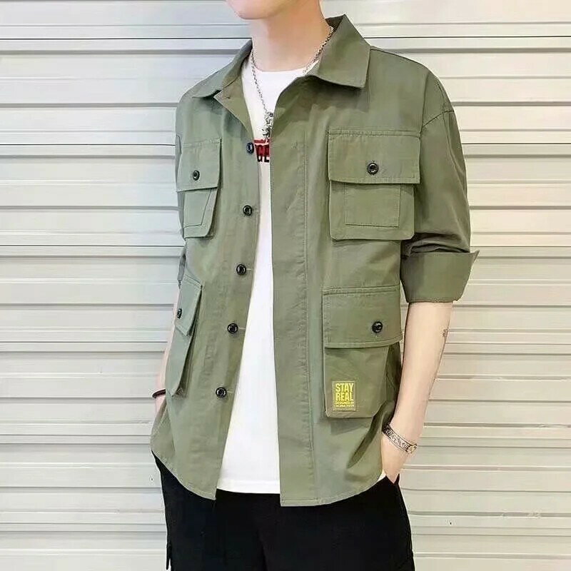 【MLM】 工裝襯衫 日韓BF風休閒襯衣 衣服 男裝 長袖襯衫 M-2XL 寬鬆 百搭 青年風襯衣 薄款外套