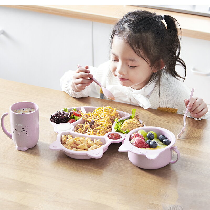 卡通兒童餐具套裝分隔餐盤家用早餐盤子寶寶幼稚園分格盤飯團模具