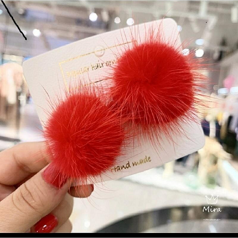 髮飾 寶寶女童髮圈飽滿水貂毛球髮繩幼兒高彈不拉扎頭髮皮筋頭繩 2