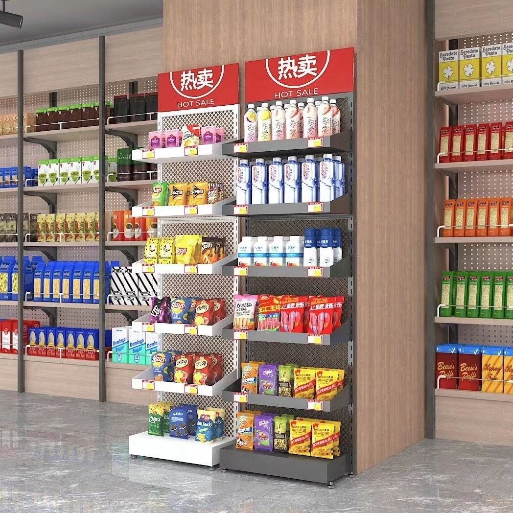 免運 開發票 超市零食架小食品貨架商場檳榔口香糖置物架藥店促銷展示側面窄架-快速出貨