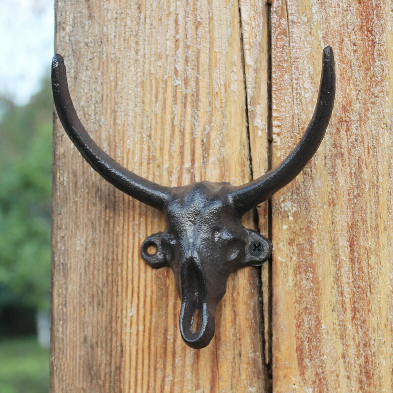 美式創意動物牛頭裝飾掛鉤墻面壁掛玄關收納復古鑰匙架個性衣帽鉤