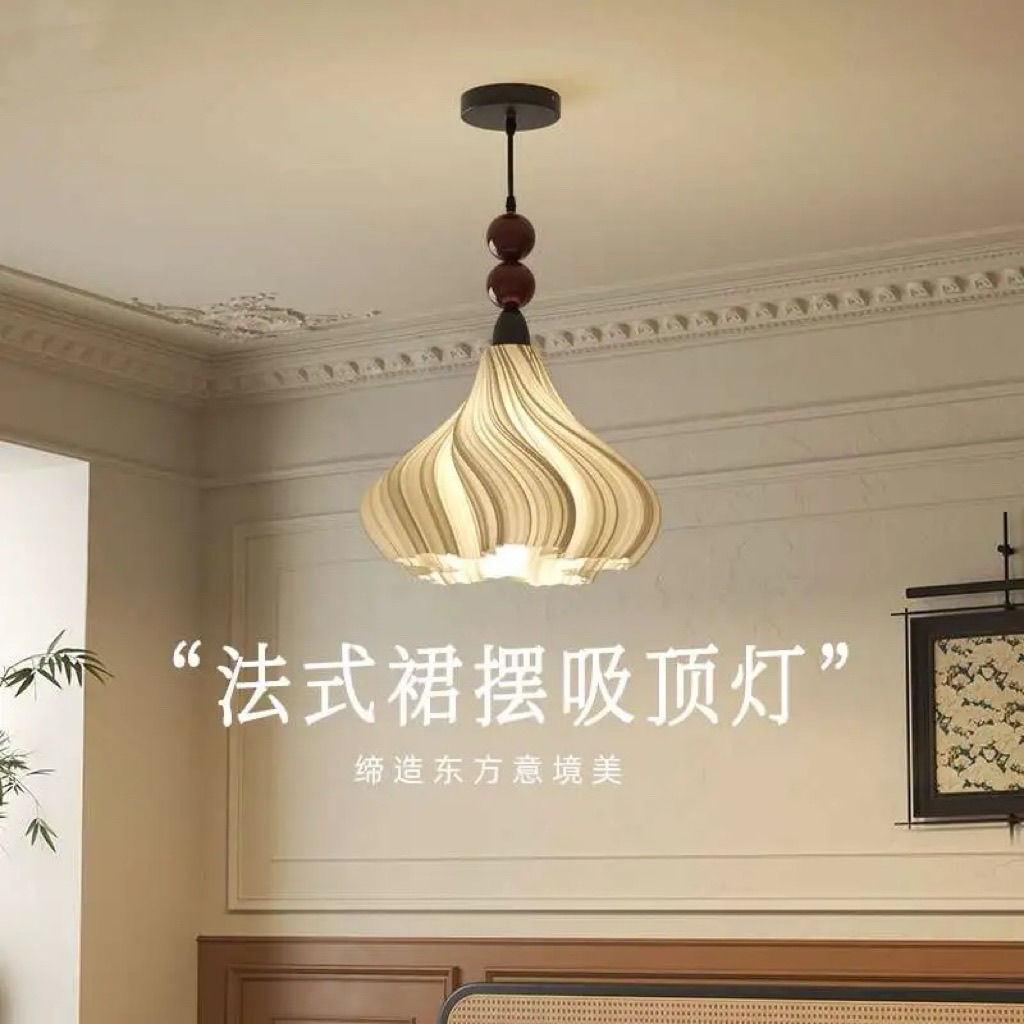 公司貨附發票 奶油風鐵藝LED吊燈溫馨5-10㎡臥室藝術主燈ins風赫本風藝術吊燈 最低價 快速出貨