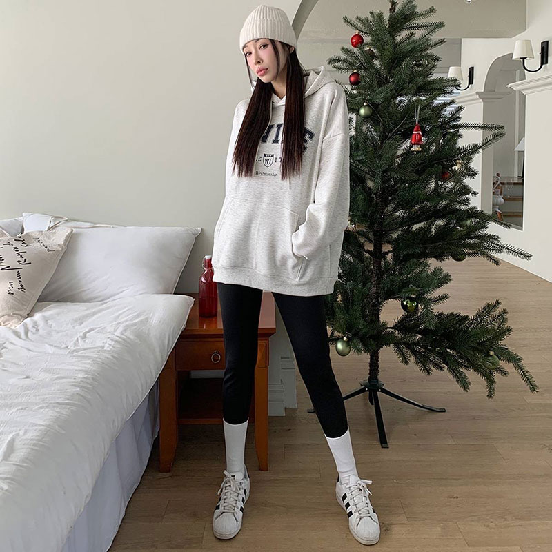 ANNAS 正韓發熱內搭褲 內磨毛顯瘦長褲 百搭高腰收腹小腳褲 韓國黑色褲子 2