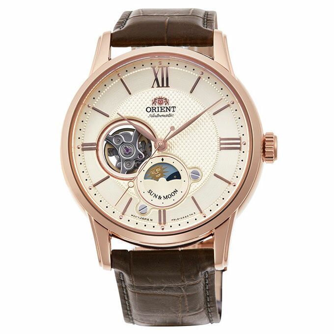 Orient 東方錶 (RA-AS0003S) SUN&MOON系列半露空日月相機械錶/白麵42mm｜樂天全館特惠中★指定刷卡回饋10%