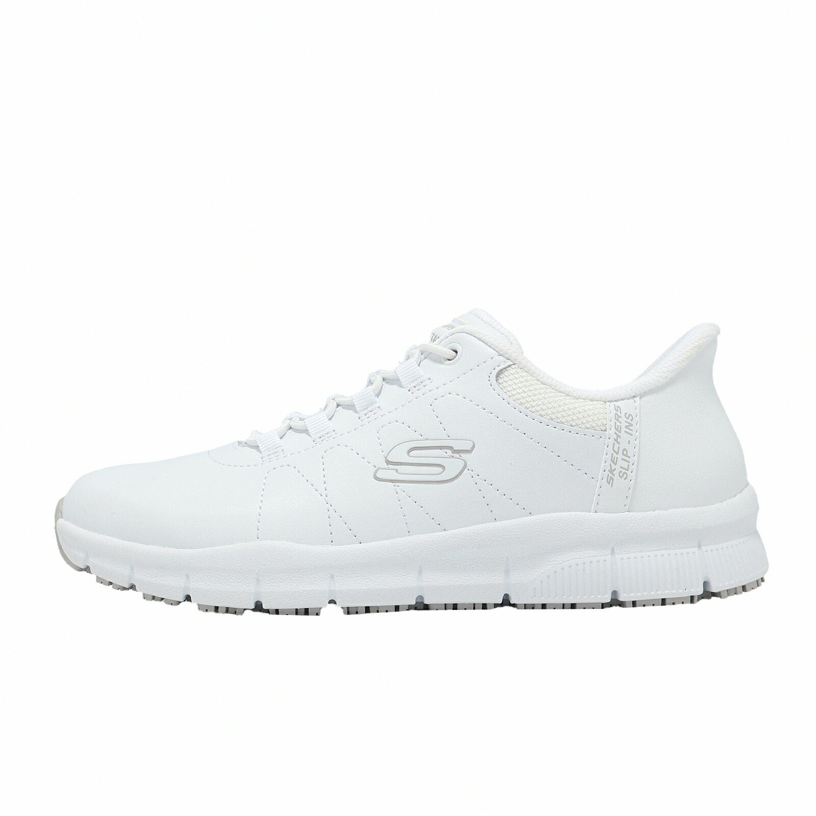 Skechers 工作鞋 Nampa Slip-Ins 女鞋 白 彈性鞋帶 休閒鞋 108218WHT