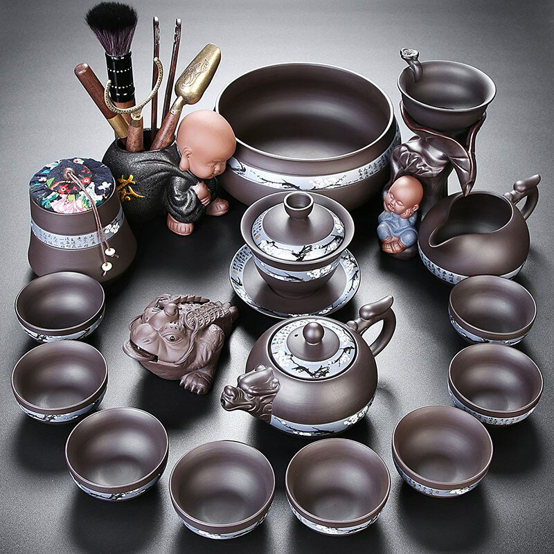 紫砂茶具套裝家用辦公室會客中式泡茶工具功夫小蓋碗茶壺茶杯’‘