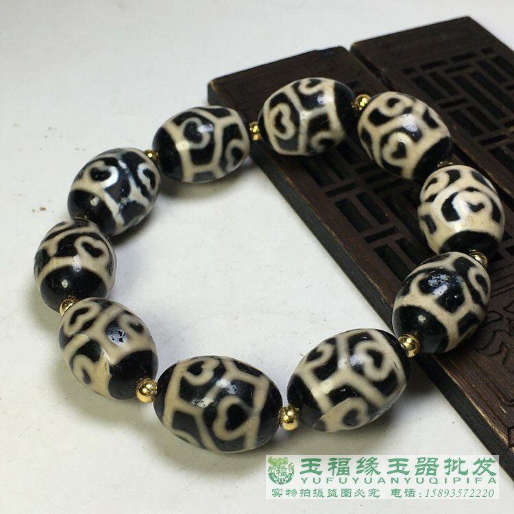 西藏老坑風化瑪瑙馬蹄紋老天珠手鏈佛心六眼石頁巖寶瓶天珠手串| 協貿